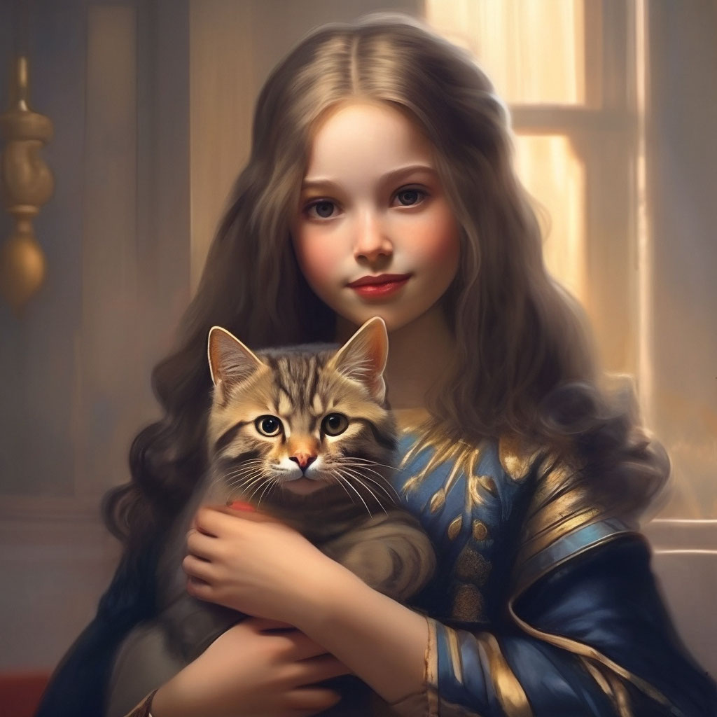 Девочка с кошкой картинка