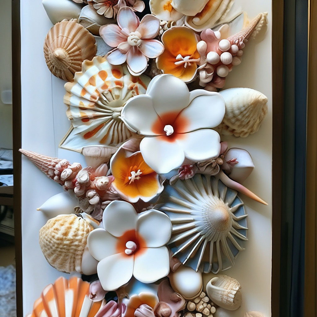 Картина декор из ракушек цветы …» — создано в Шедевруме