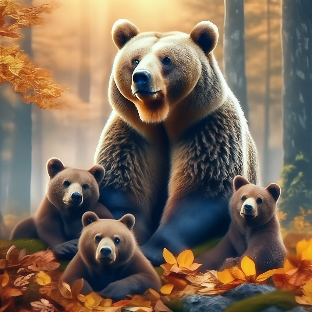 Картинка медведица с медвежатами - 81 фото