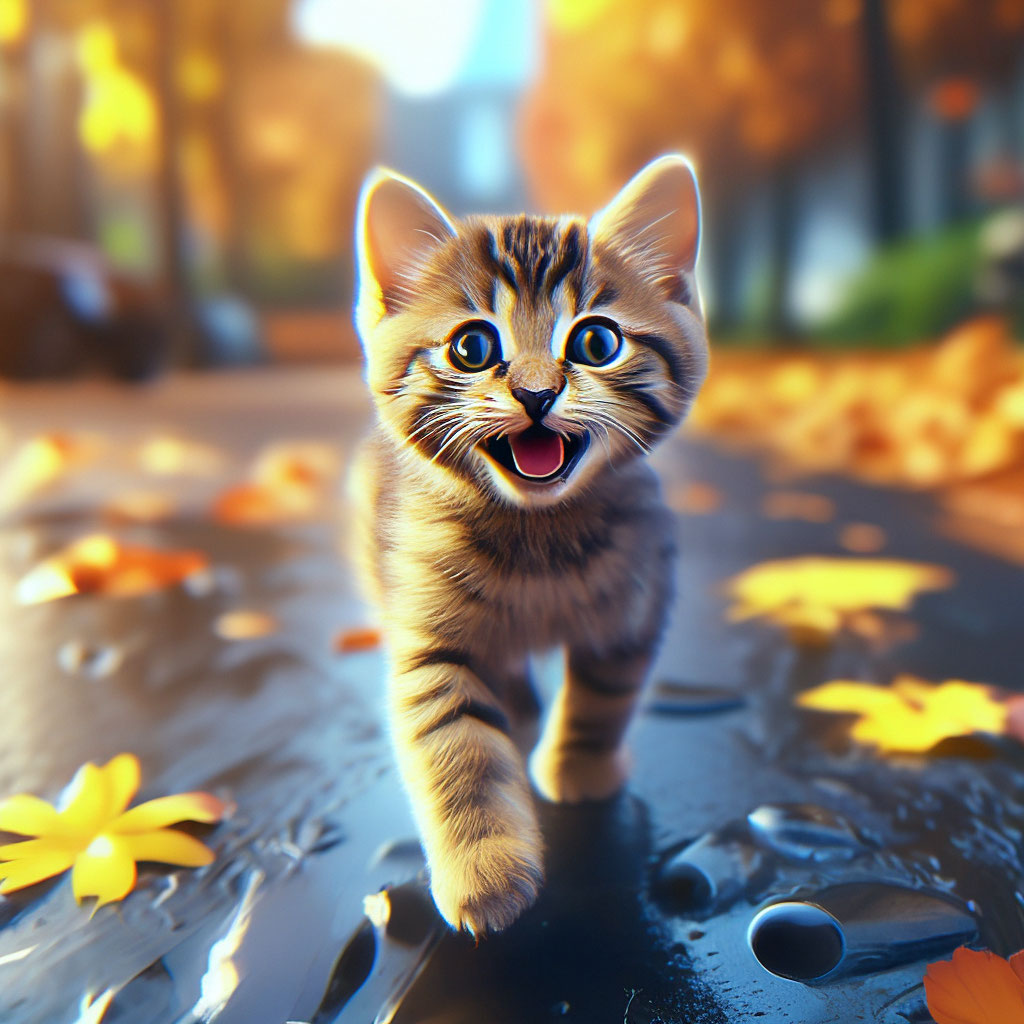 Котёнок милый, улыбается, бежит по…» — создано в Шедевруме