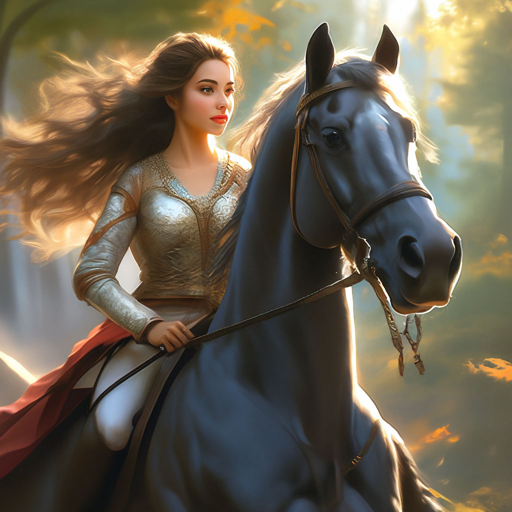 Красивая девушка верхом на коне , …» — создано в Шедевруме
