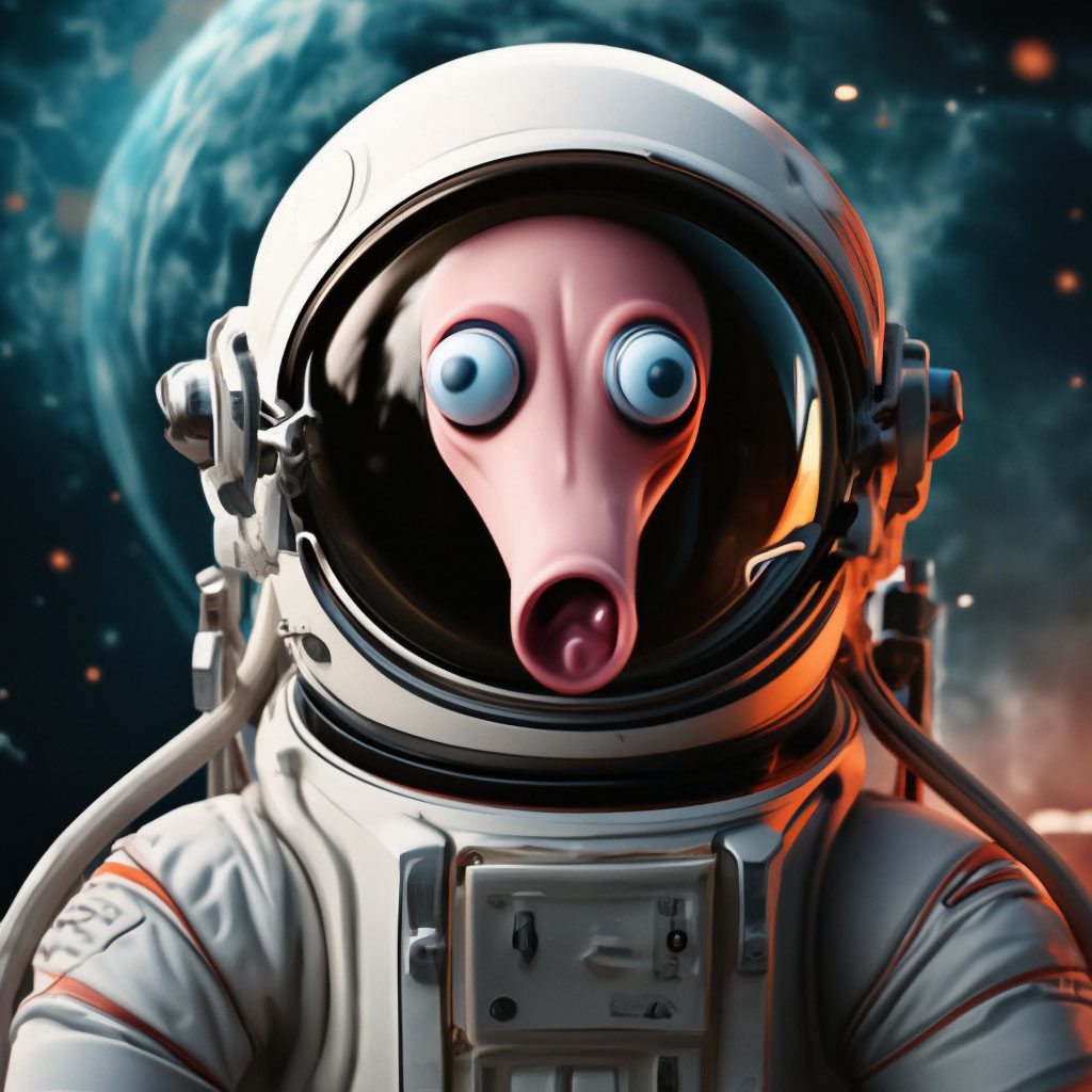 "Worm in a spacesuit realism" - image created in Shedevrum