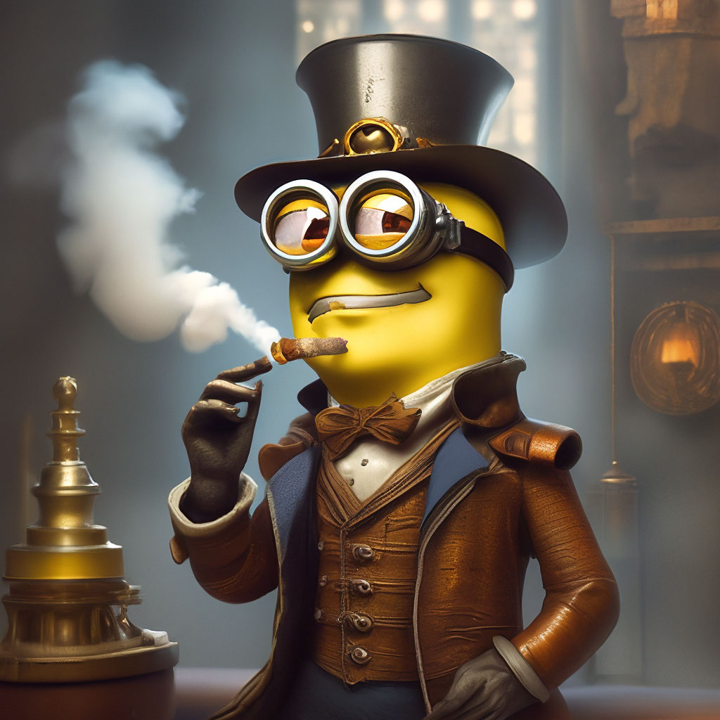 Minion smokes a cigarette