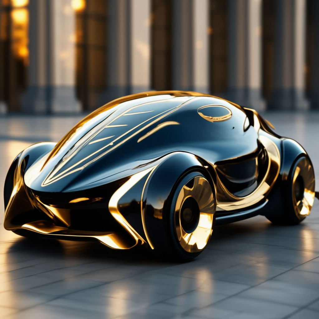 Futuristic+mini car, черный кузов, …» — создано в Шедевруме