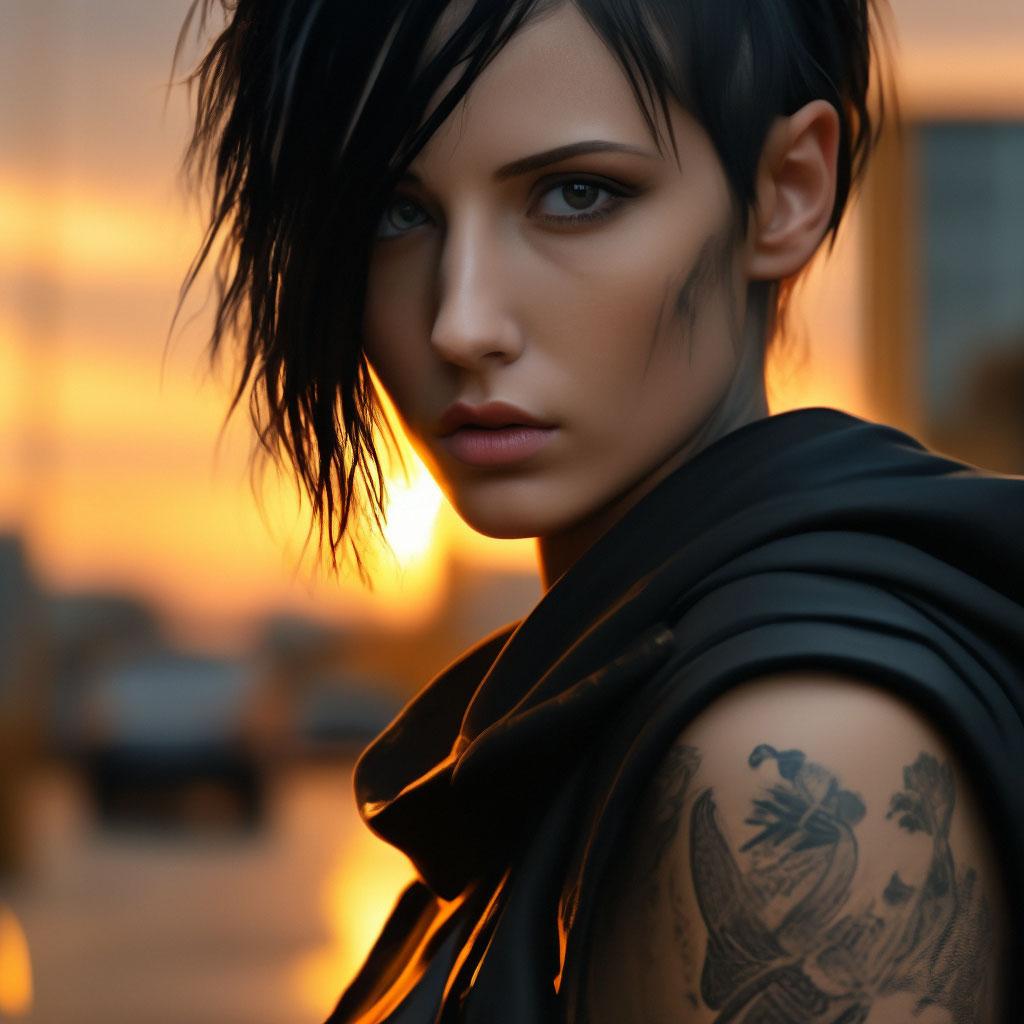 Девушка с татуировкой дракона ( фото)