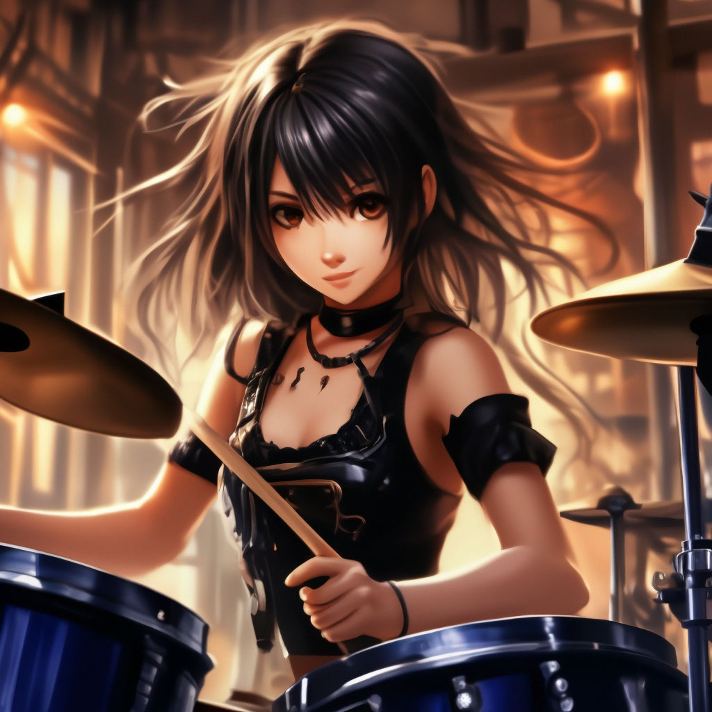 Drummer gadis anime\ — gambar dibuat diDrummer gadis anime\ — gambar dibuat di  