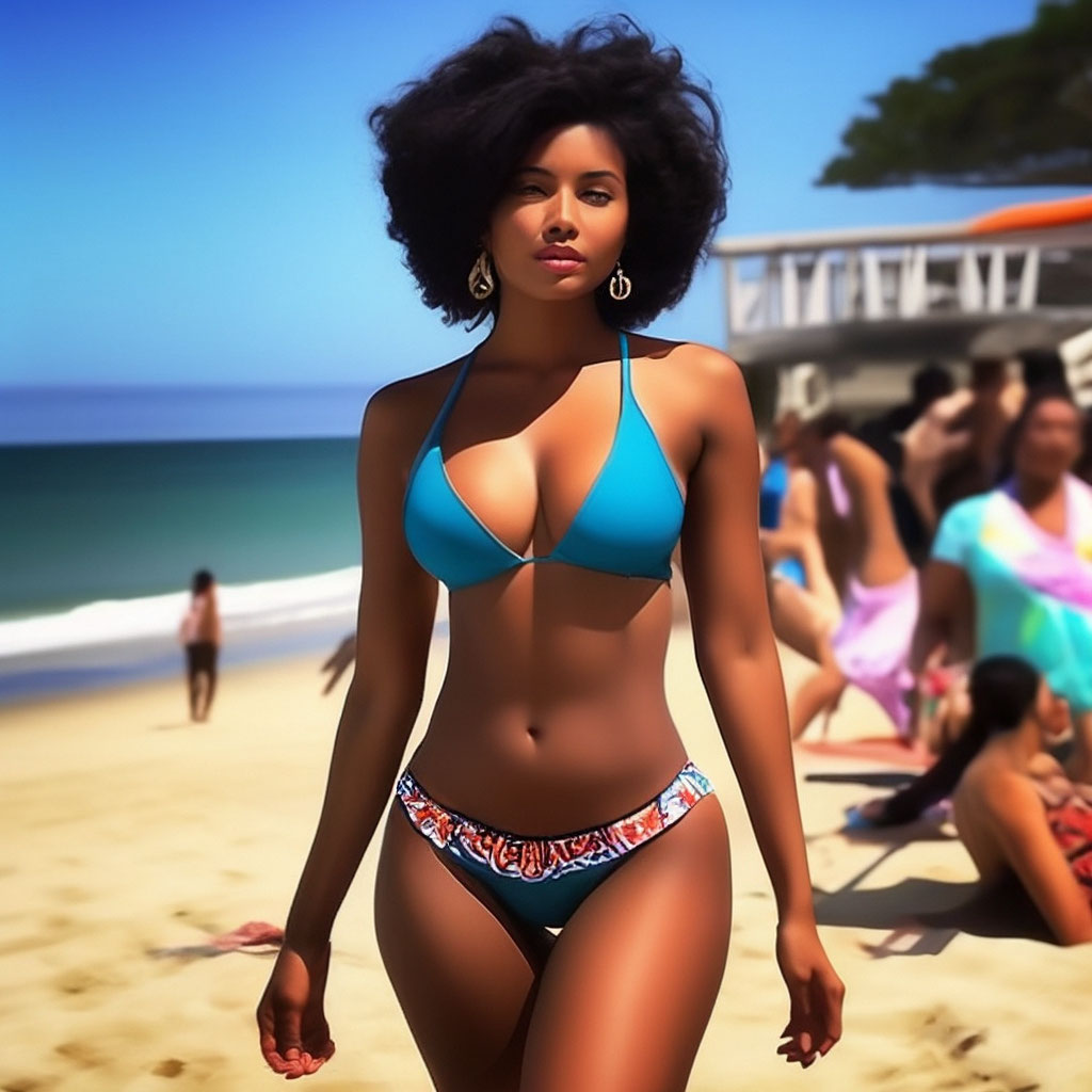 "Bikini mulatto beach" - image created in Shedevrum 