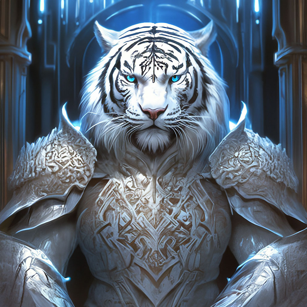 🔮✨ белый тигр со светящимися …» — создано в Шедевруме