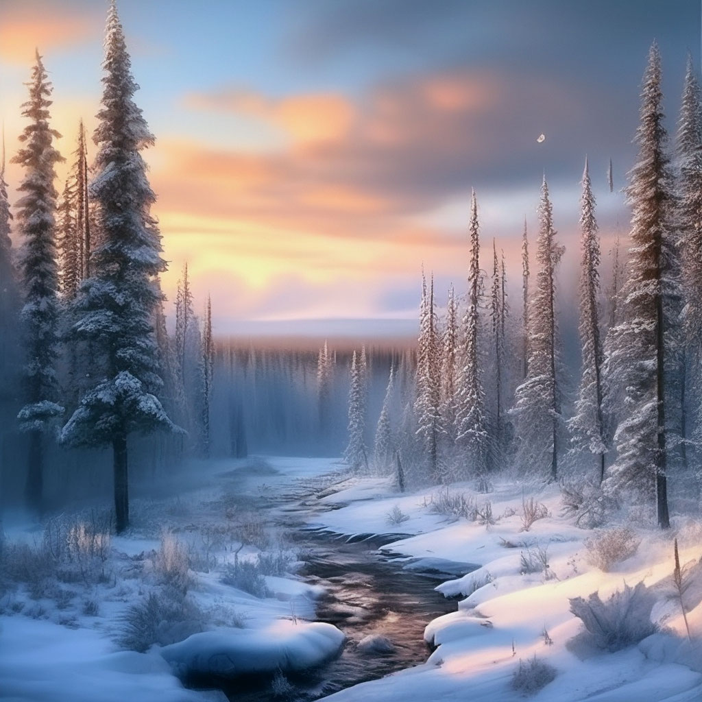 Природа, таёжный зимний лес, …» — создано в Шедевруме