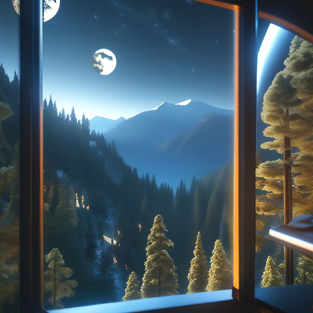 Вид из окна,за окном лес, горы …» — создано в Шедевруме