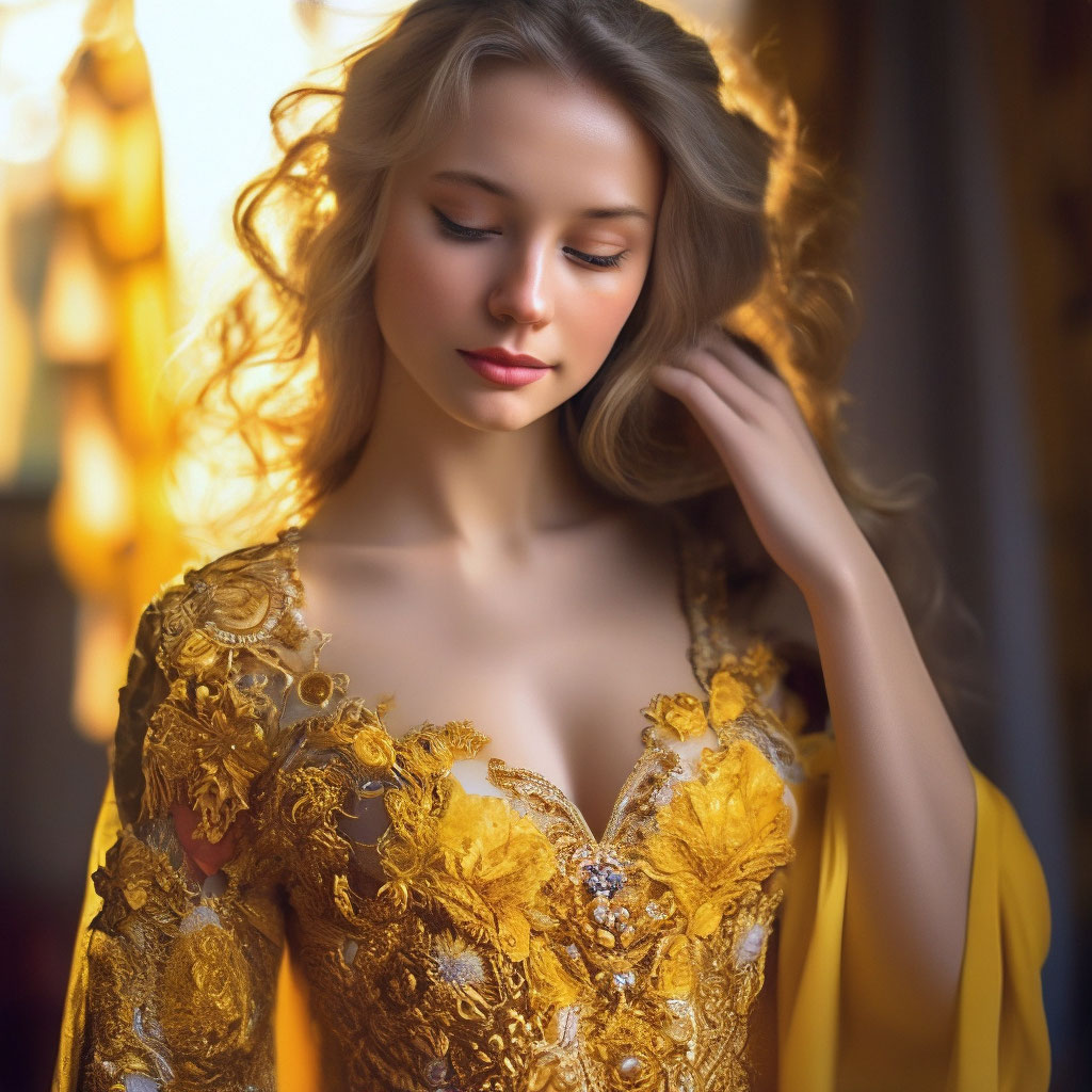 Блондинка в желтом платье (48 фото)