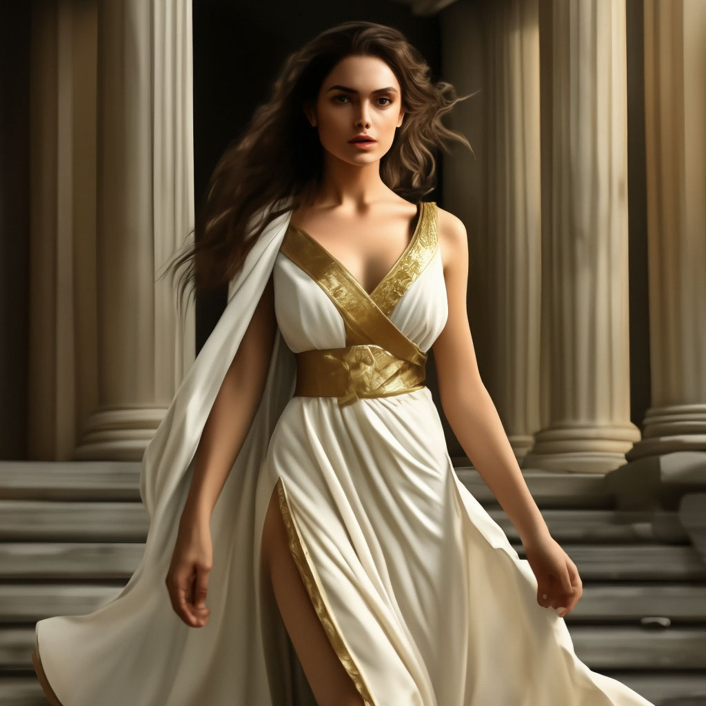 Greek style dress milky white with image created in Shedevrum