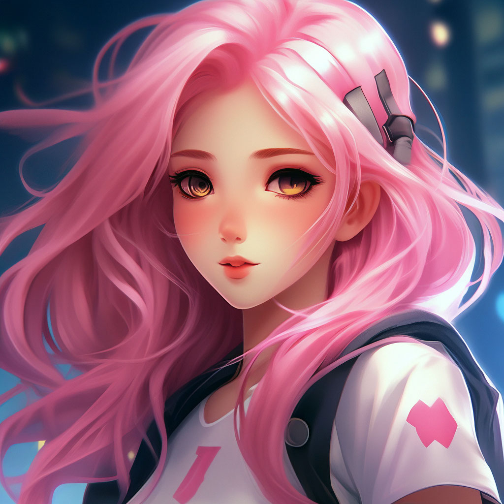 Маленькая девочка с розовыми волосами.