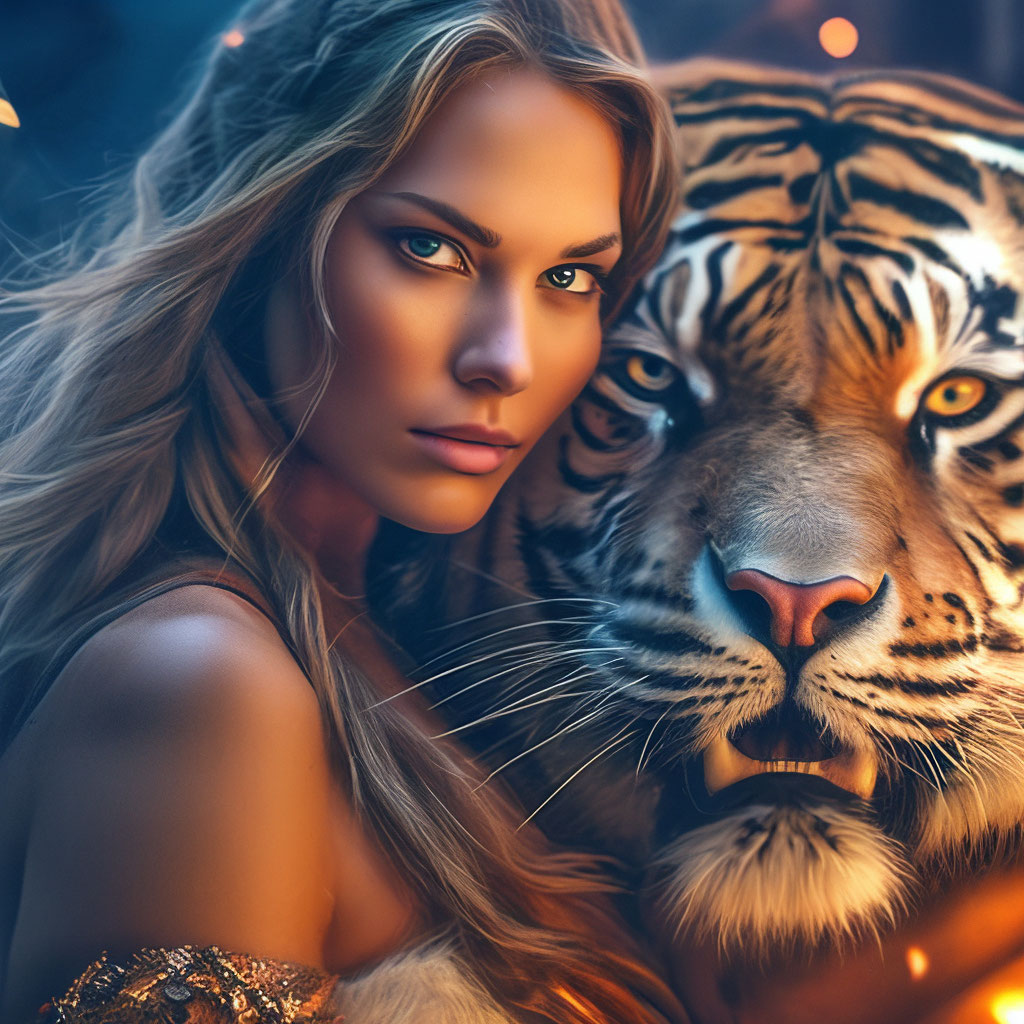 Ночь,огонь,мощная тигрица,очень …» — создано в Шедевруме