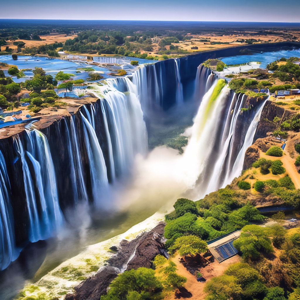 Водопад виктория на реке замбези | Премиум Фото