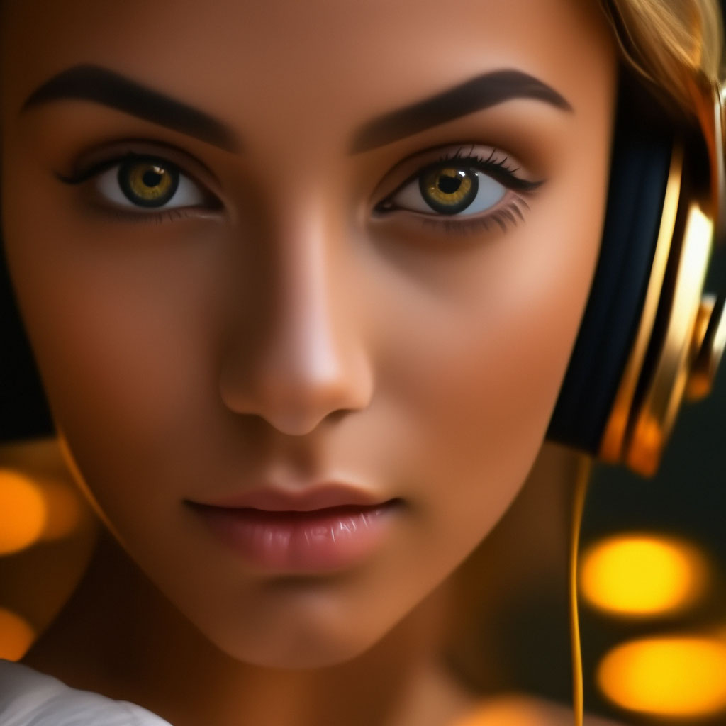 Красивая девушка слушает музыку, …» — создано в Шедевруме