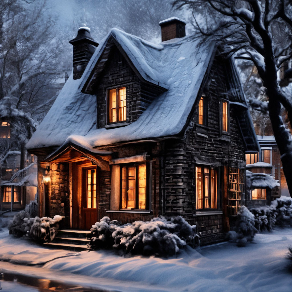Зимний домик - 67 фото
