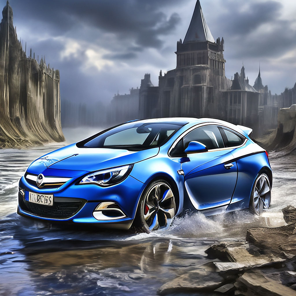 Opel astra gtc, синяя номер 444 …» — создано в Шедевруме