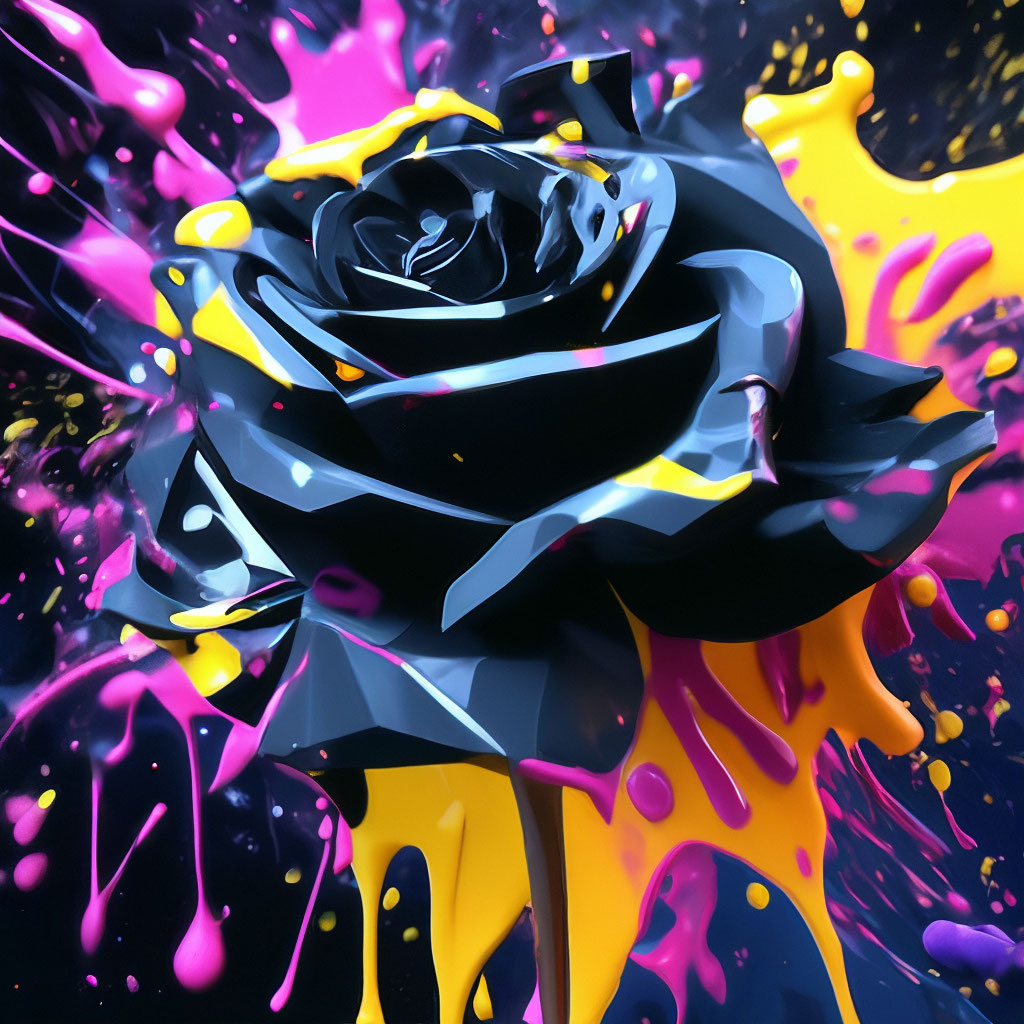 Черная роза, брызги краски, чёрный…» — создано в Шедевруме