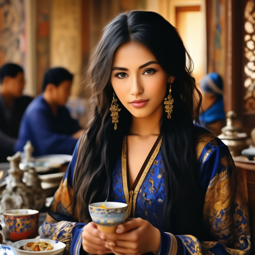 Узбекистан, много людей, чайная …» — создано в Шедевруме