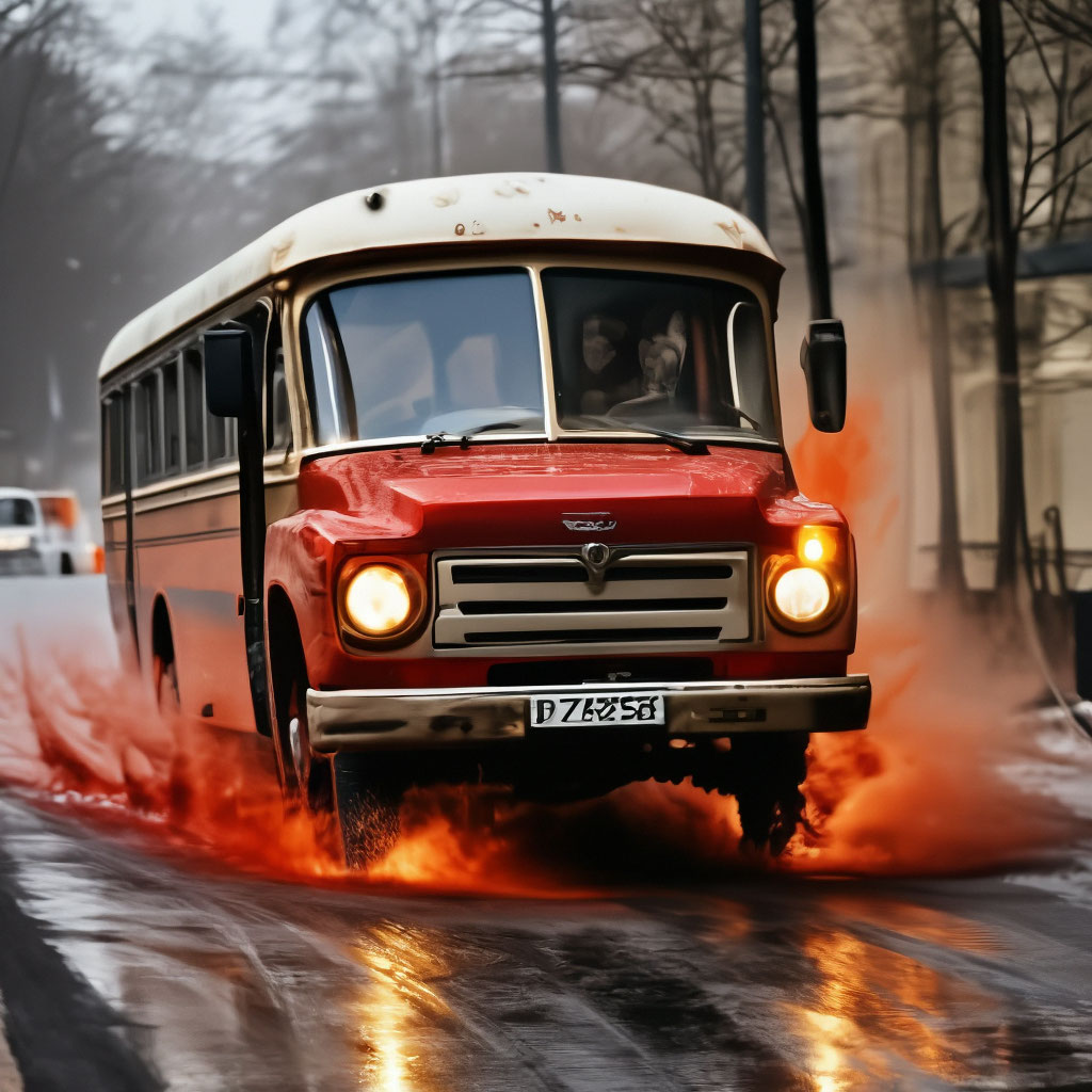 Автобус сильно занесло, весё…» — картинка создана в Шедевруме