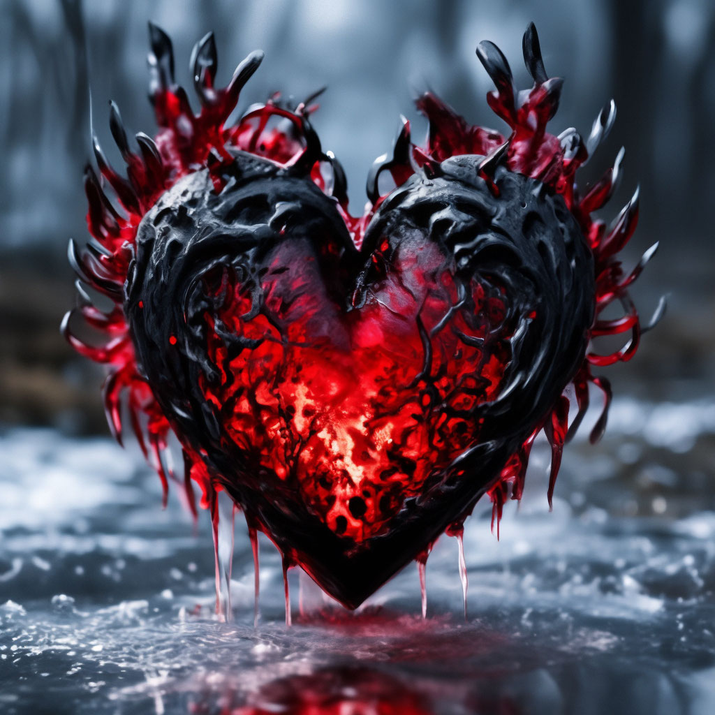 Демоническое черно-красное сердце,…» — создано в Шедевруме