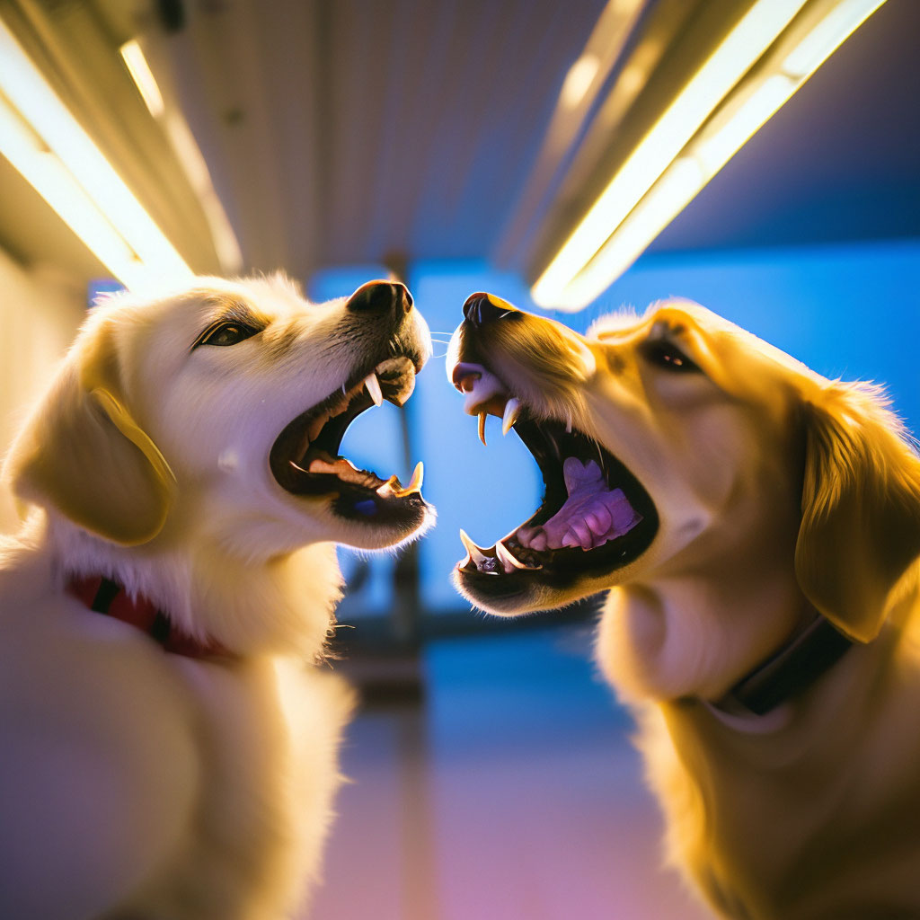 Две собаки, лают на друг друга,» — создано в Шедевруме