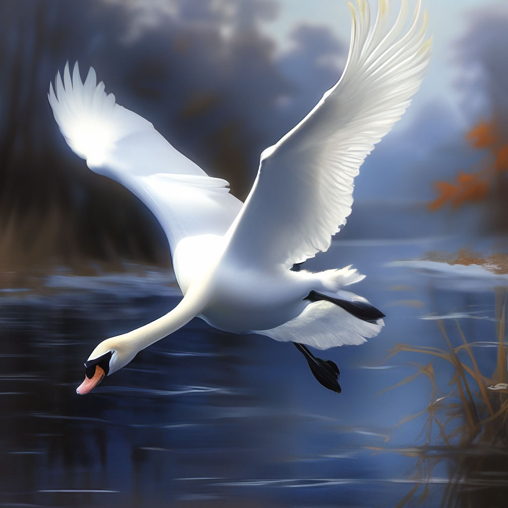 Летящий белый лебедь. 32k» — создано в Шедевруме
