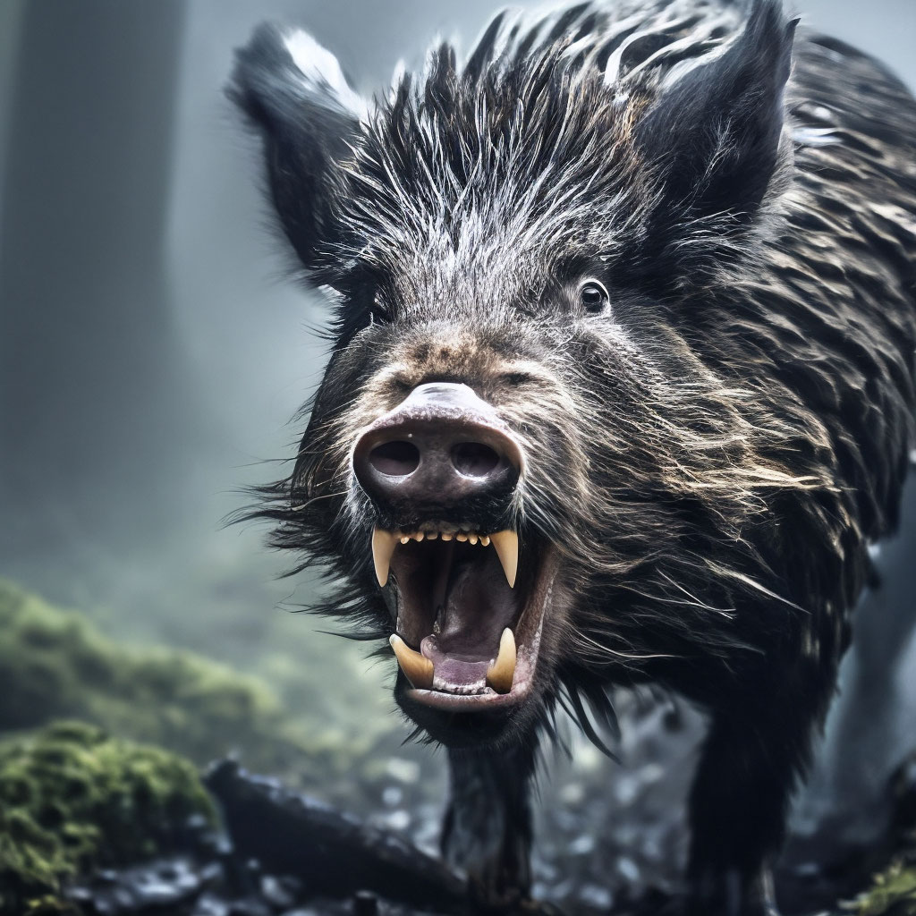 Злой кабан на лада» — картинка создана в Шедевруме