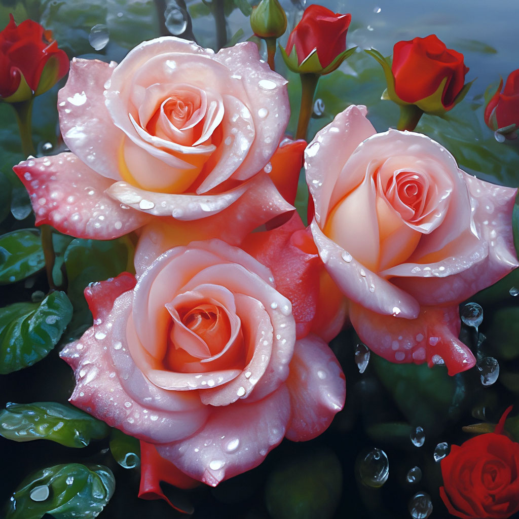 Три розы в росе» — создано в Шедевруме