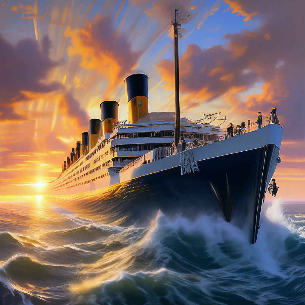 Титаник корабль, выныривает из под …» — создано в Шедевруме
