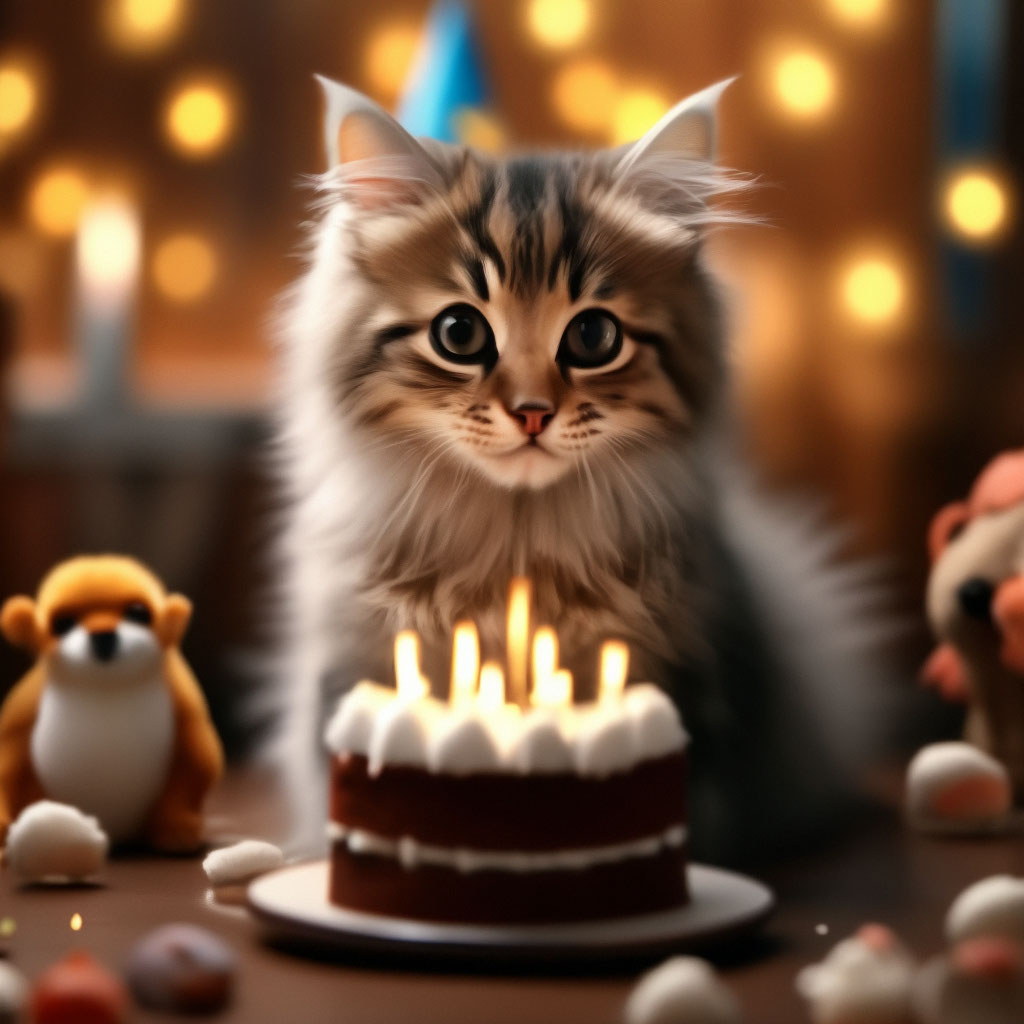 Cute cat celebrates birthday. Created with Generative AI. Видео Stock Adobe Stoc