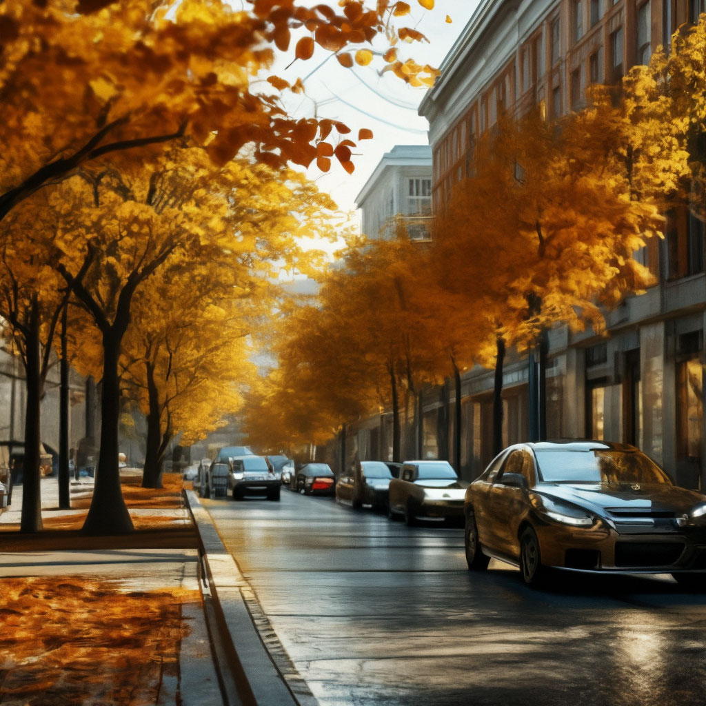 Красивая Осенняя улица города …» — создано в Шедевруме