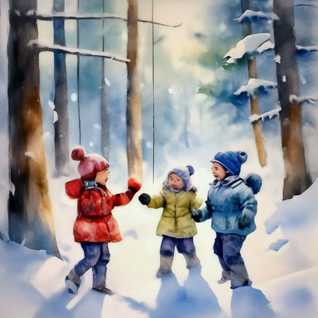 Рисунок дети играют в снежки - 58 фото