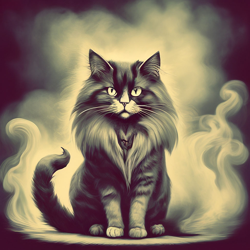 Дымчатый сибирский кот в стиле Тима…» — создано в Шедевруме
