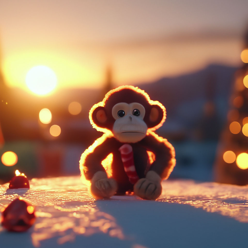 Приветствие Новогодняя открытка с обезьяной - символом года - изображение векторного клипарта