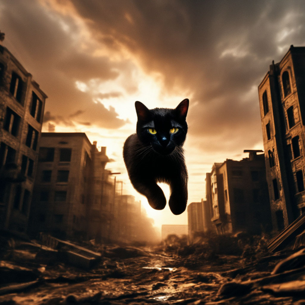 Гифка. прыгающий черный кот через …» — создано в Шедевруме
