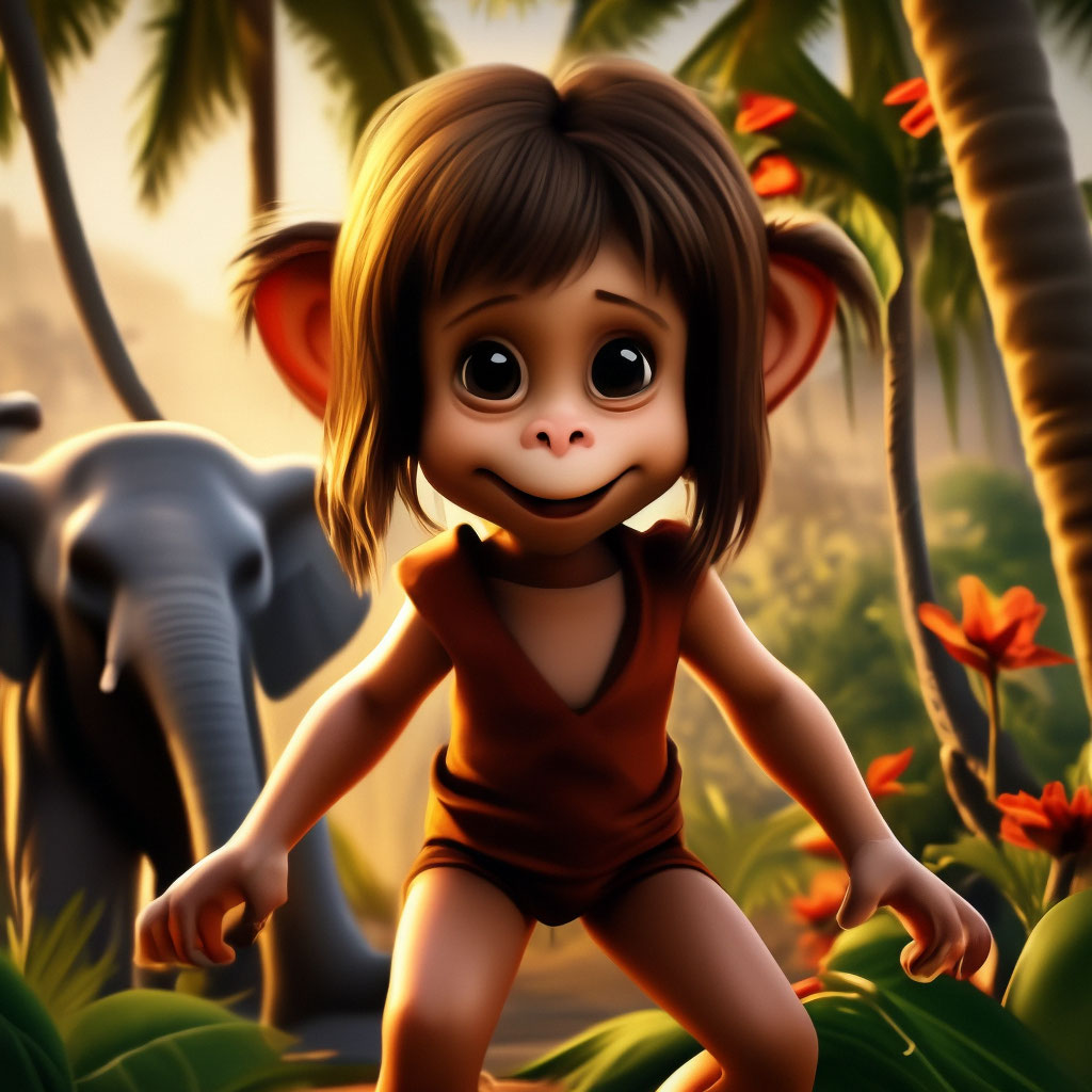 Funny Cartoon Girl Monkeys