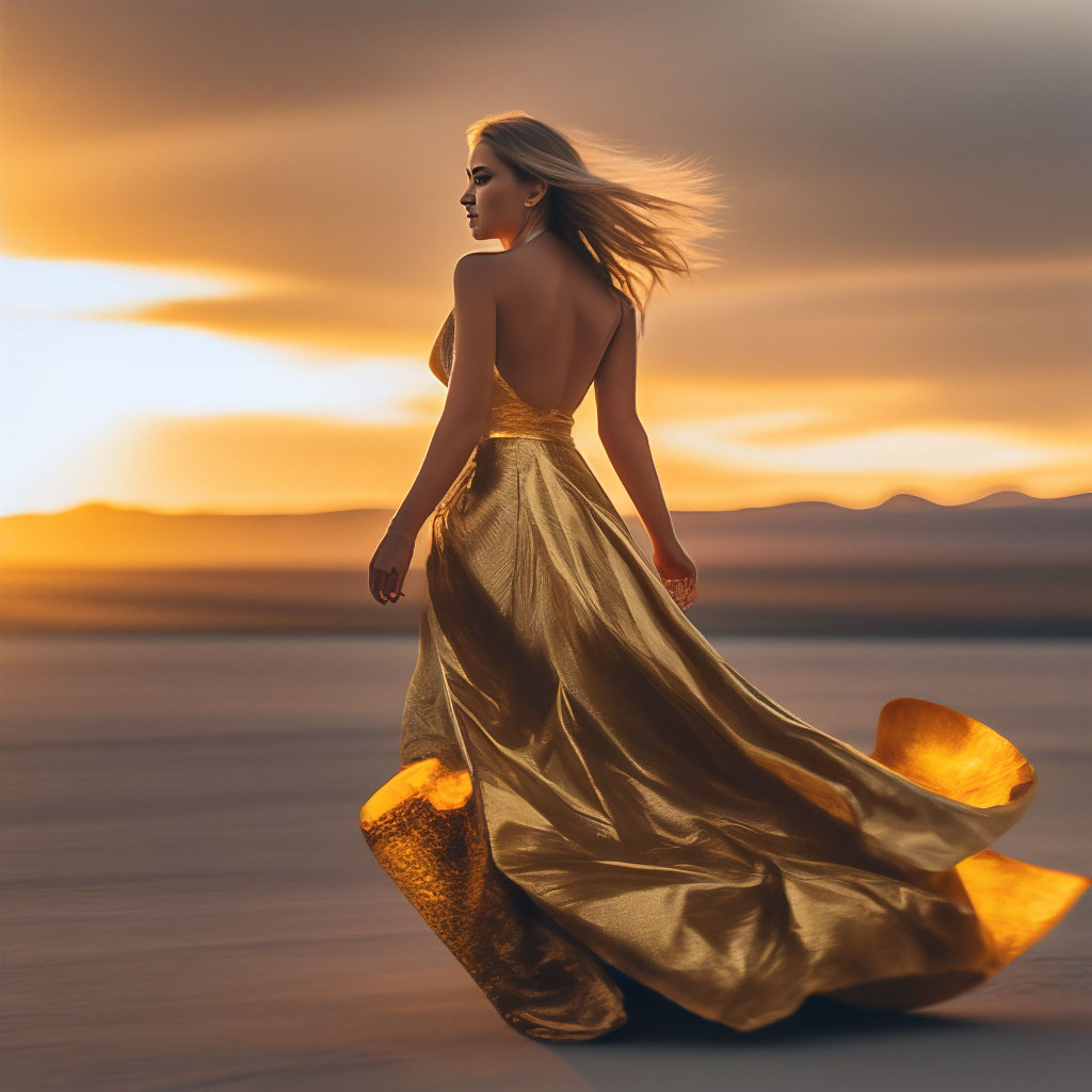 Обои: Стильная девушка в красивом золотом платье
