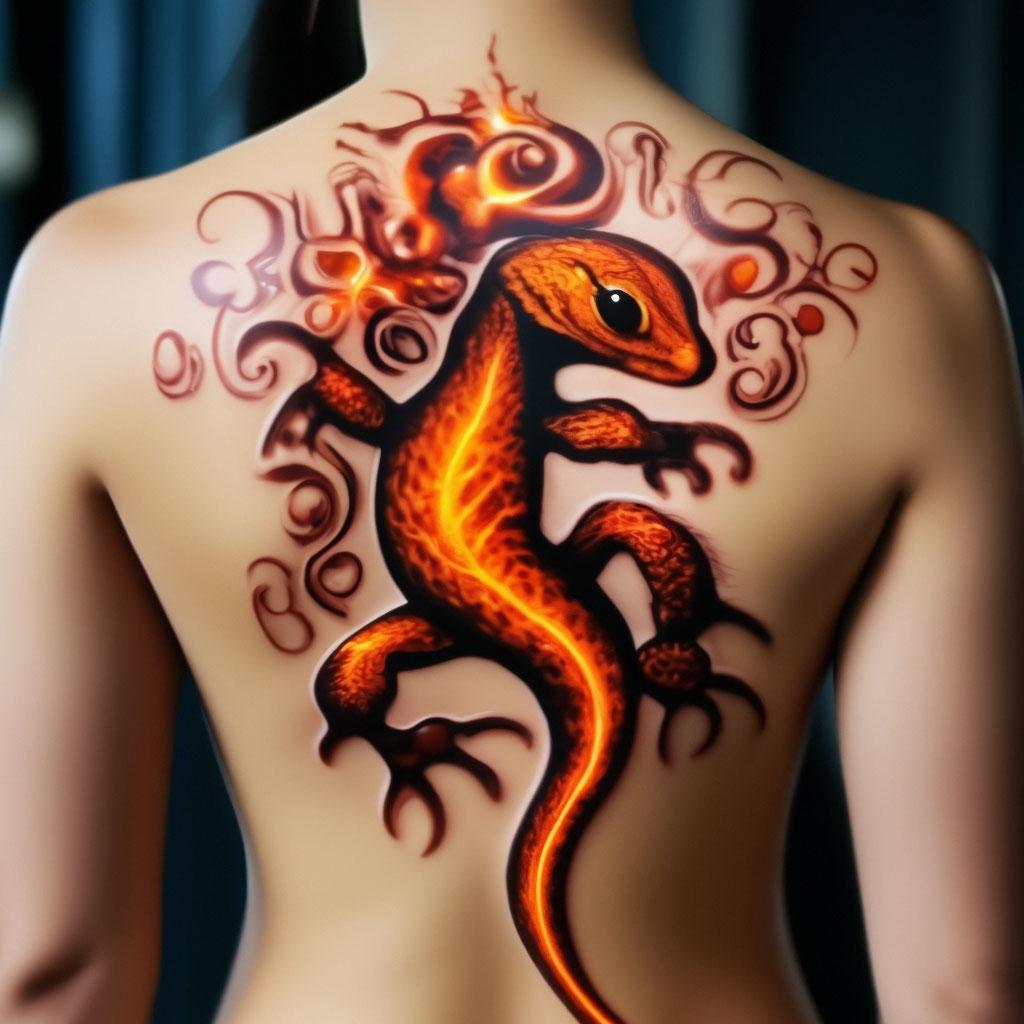 Tribal. Salamander tattoo. Lizard sticker design.