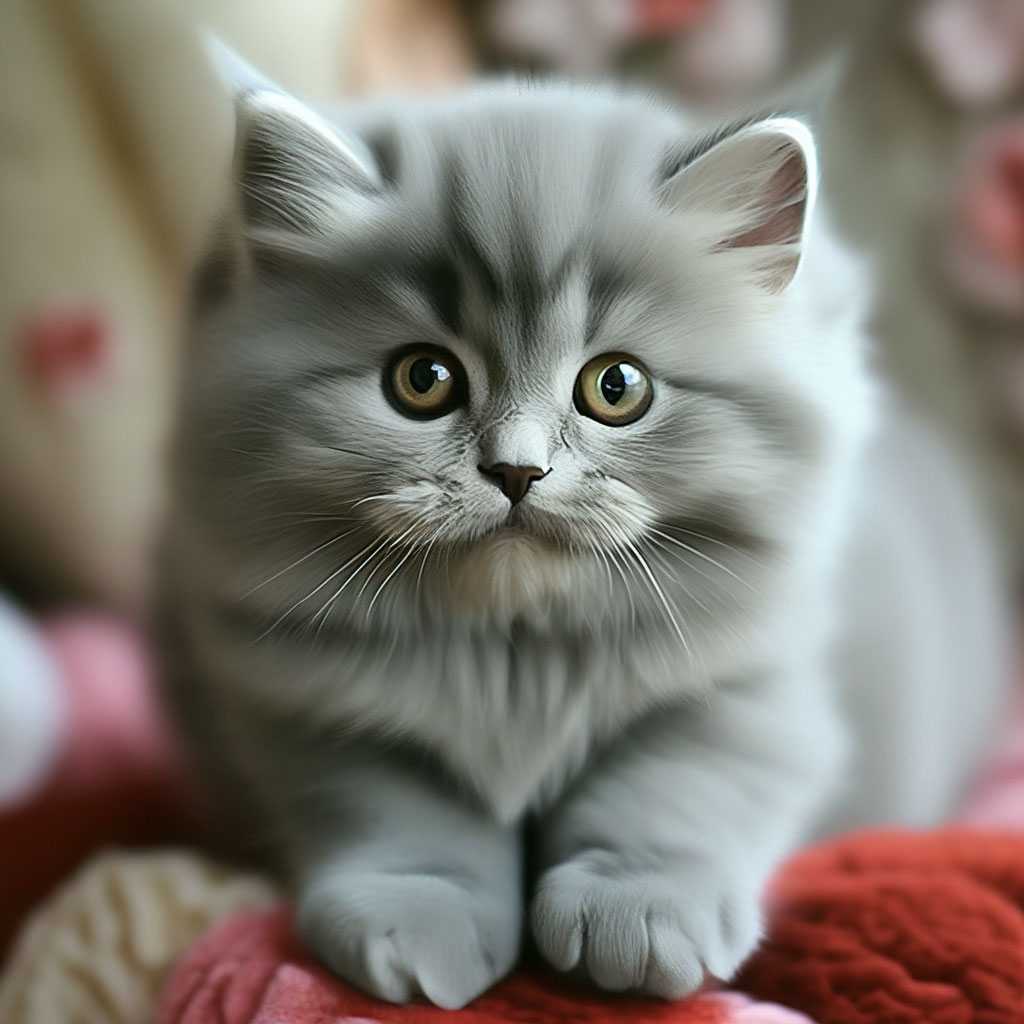 серый пушистый котенок