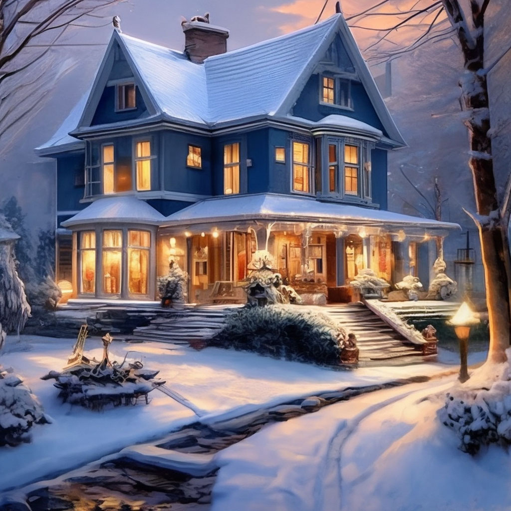 Частный дом зимой (106 фото)