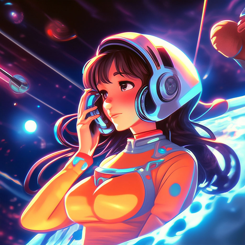 Girl floating in space, большой …» — создано в Шедевруме