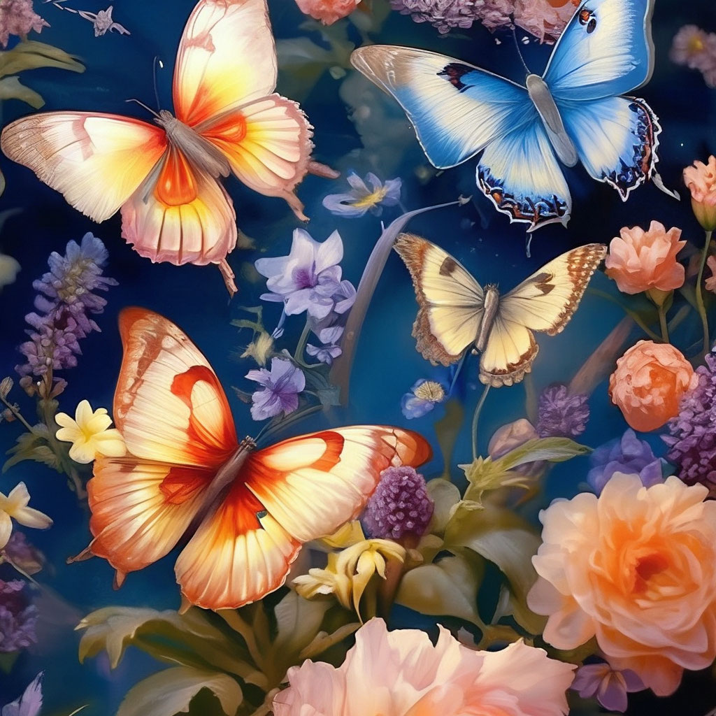 Бабочки, цветы, арт ботаникал, арт …» — создано в Шедевруме