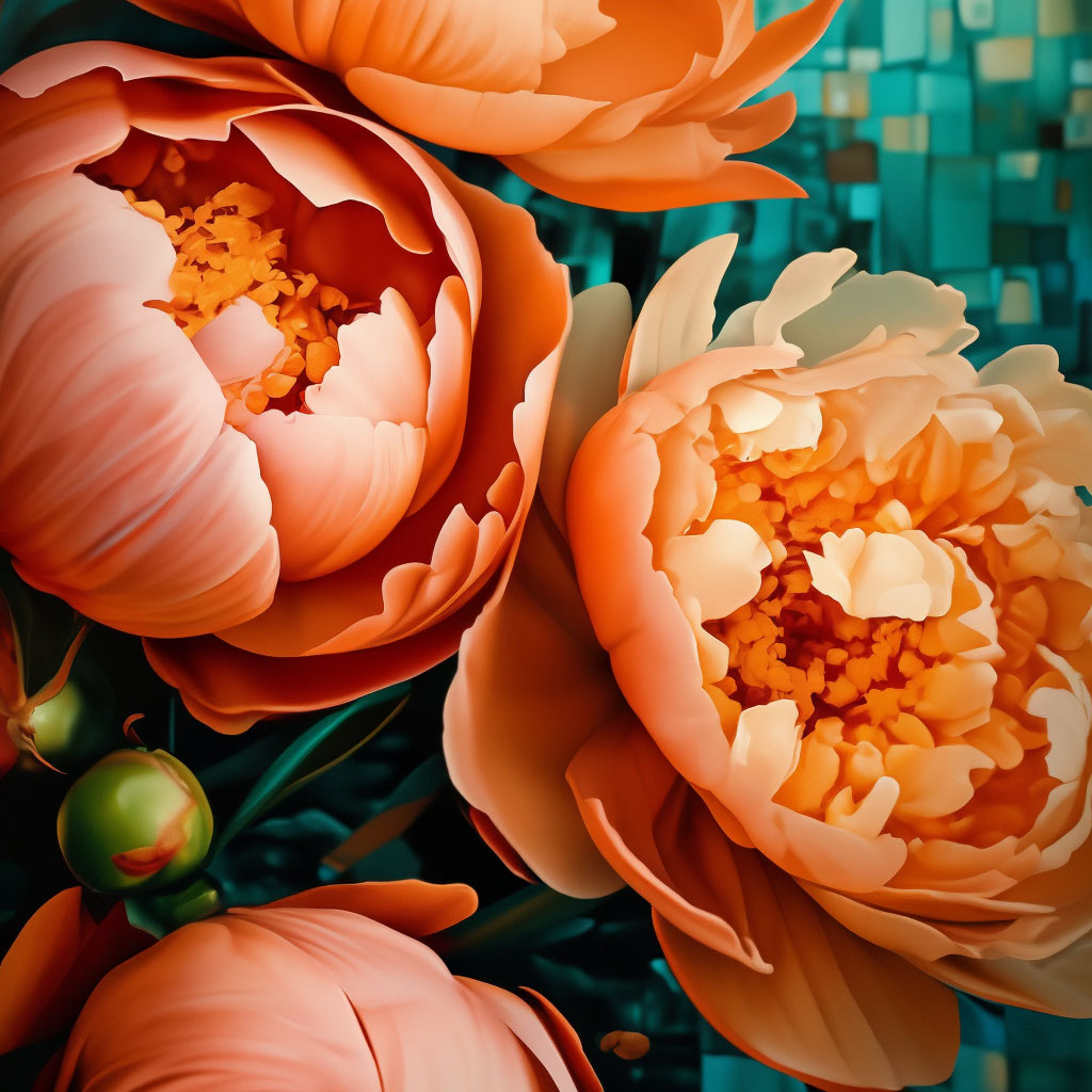 Букет Пионы и розы в деревянном зонтике (нежная расцветка)