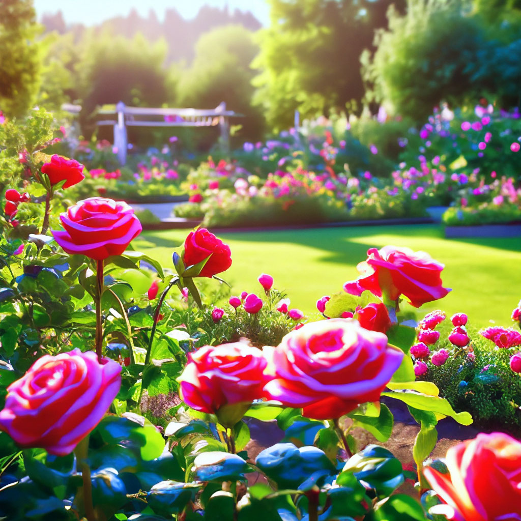 Прекрасное солнечное утро сад с …» — создано в Шедевруме