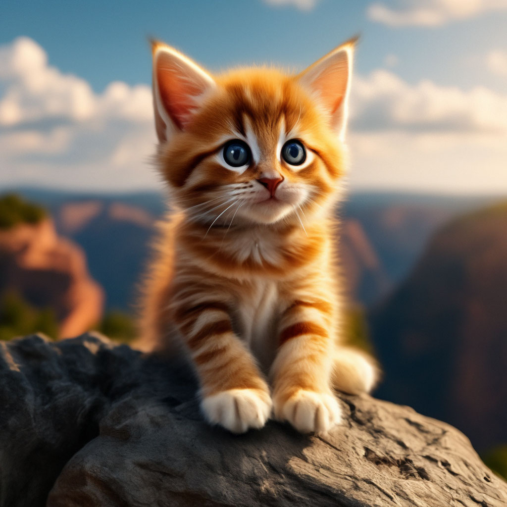 Маленький оранжевый котенок, сидящий …» — создано в Шедевруме