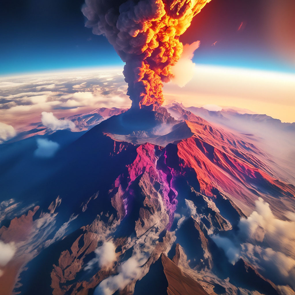 Извержение вулкана сверху, вид из …» — создано в Шедевруме