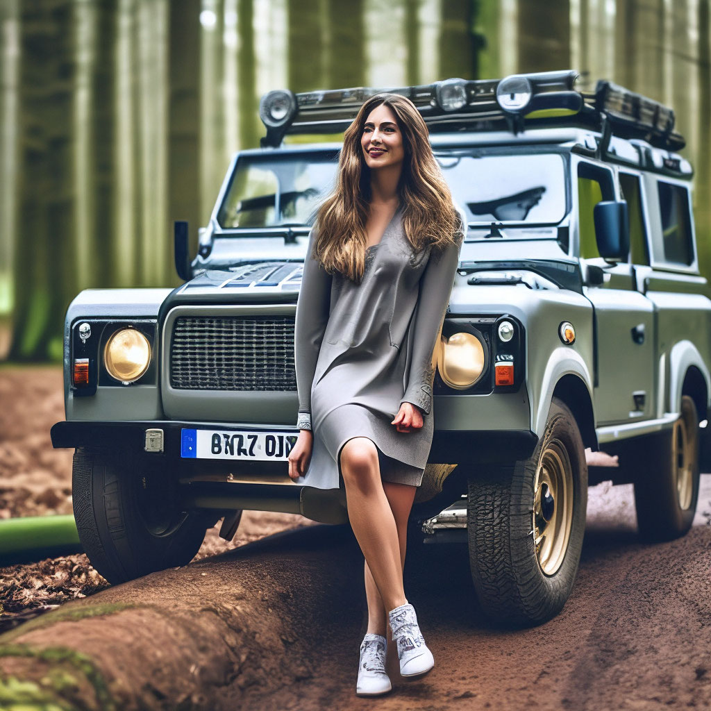 🇬🇧 LandRover красивая девушка, …» — создано в Шедевруме