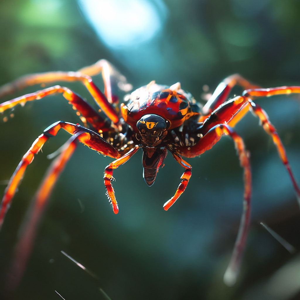 Brown spotted spider on a blurred background free image download